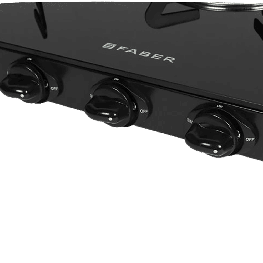 Buy Faber Marvel 3BB BK Tempered Glass Top 3 Burner Manual Gas Stove (Scratch Resistant, Black